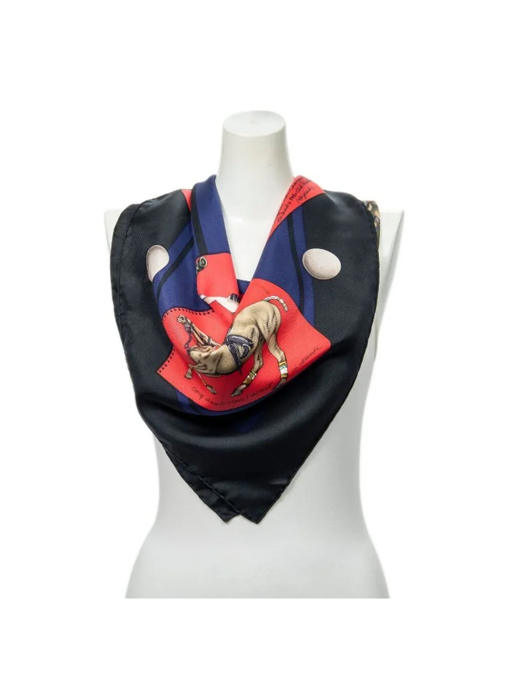 Hermes Scarf Black Pink Navy Twill Silk